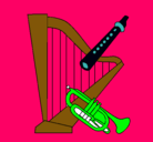 Dibujo Arpa, flauta y trompeta pintado por dexire