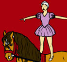 Dibujo Trapecista encima de caballo pintado por cuticuni