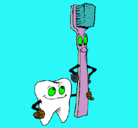 Dibujo Muela y cepillo de dientes pintado por YOSI 