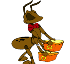 Dibujo Hormiga recliclando pintado por hormiga