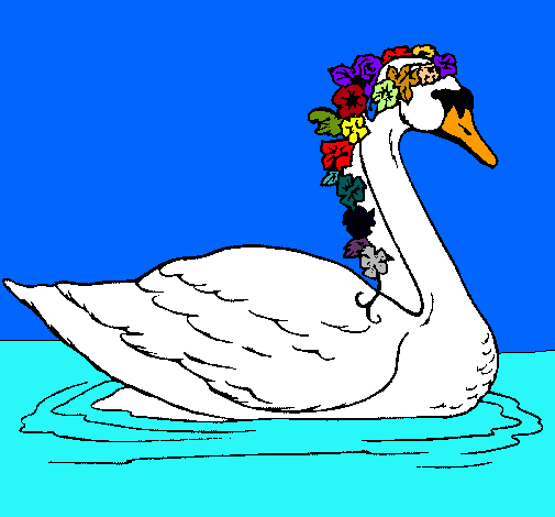 Cisne con flores