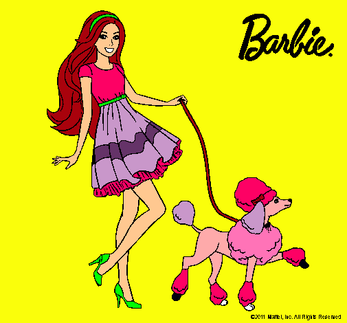 Dibujo Barbie paseando a su mascota pintado por inmanata