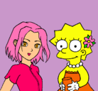 Dibujo Sakura y Lisa pintado por pera