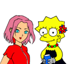 Dibujo Sakura y Lisa pintado por negligentasn