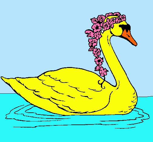 Cisne con flores