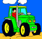 Dibujo Tractor en funcionamiento pintado por Zamito