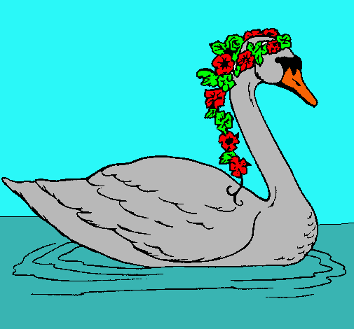 Cisne con flores