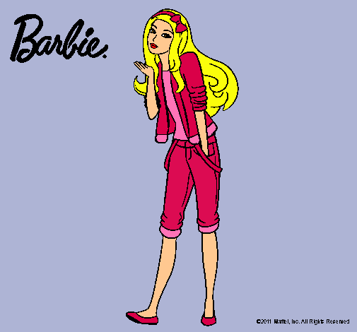 Dibujo Barbie con look casual pintado por Mariangela