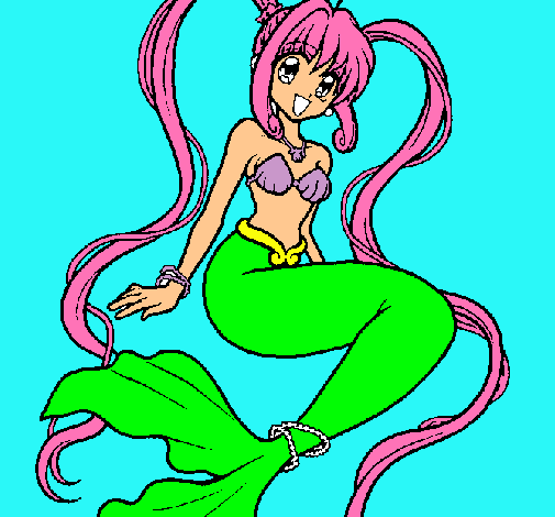 Dibujo Sirena con perlas pintado por montsita