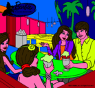Dibujo Barbie y sus amigos en la heladería pintado por critina