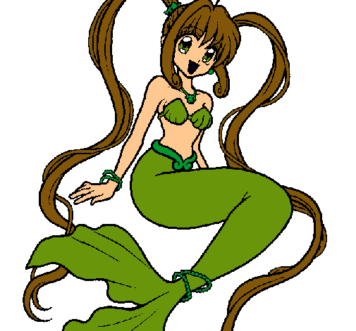 Dibujo Sirena con perlas pintado por areymimarchena