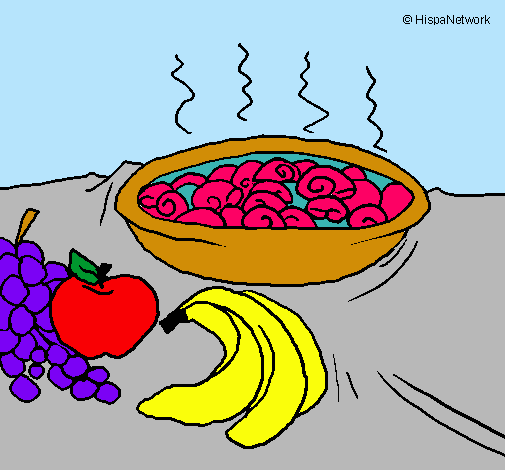 Dibujo Fruta y caracoles a la cazuela pintado por Nadia-225