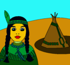 Dibujo India y tepee pintado por jjorge