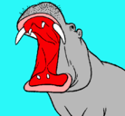Dibujo Hipopótamo con la boca abierta pintado por lkkkkk