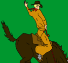 Dibujo Vaquero en caballo pintado por ricky