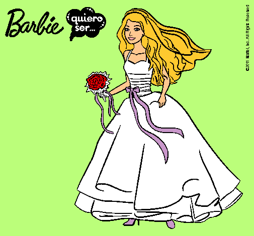 Dibujo Barbie vestida de novia pintado por jadilla