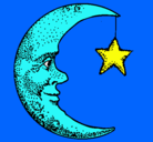 Dibujo Luna y estrella pintado por blublu