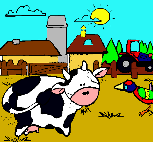 Vaca en la granja