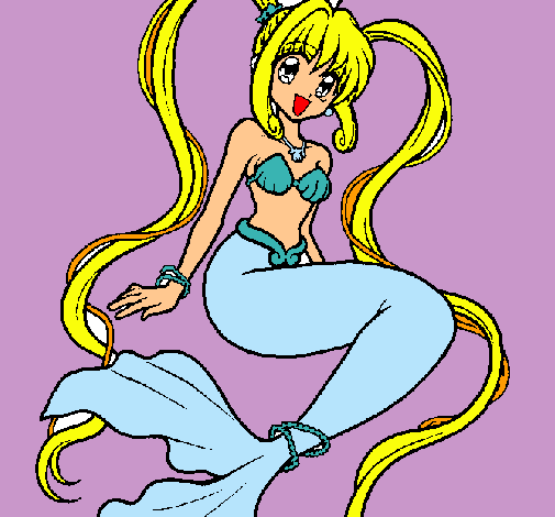 Dibujo Sirena con perlas pintado por elisabeth 