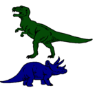 Dibujo Triceratops y tiranosaurios rex pintado por triseratops
