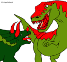 Dibujo Lucha de dinosaurios pintado por bknb