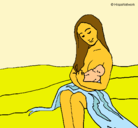 Dibujo Madre con su bebe pintado por Daru