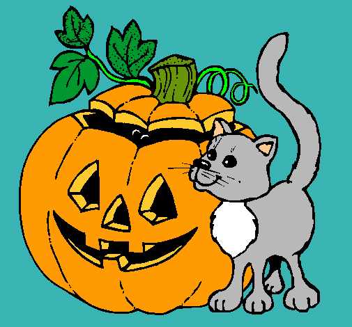 Calabaza y gato