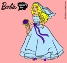 Dibujo Barbie vestida de novia pintado por miko