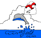 Dibujo Delfín y gaviota pintado por stomer