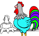 Dibujo Gallo y gallina pintado por esmerlin