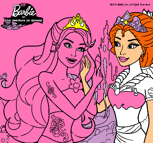 Dibujo Barbie se despiede de la reina sirena pintado por inmanata