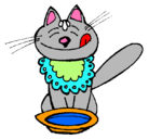 Dibujo Gato comiendo pintado por blesa