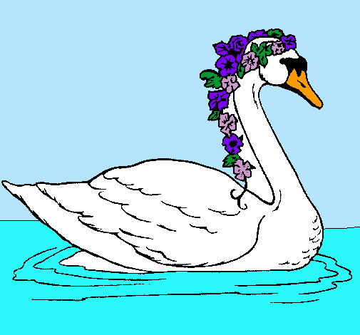 Cisne con flores