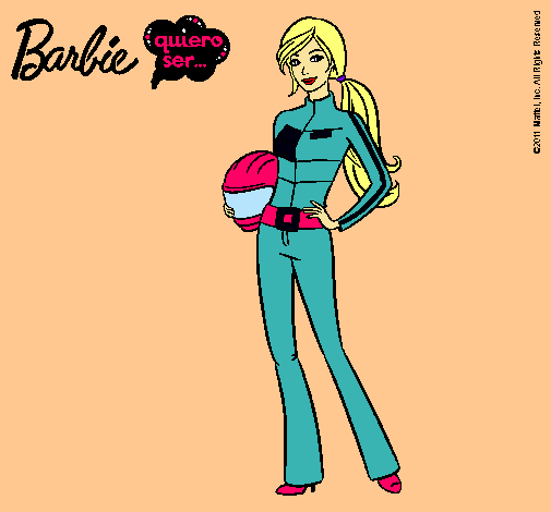 Dibujo Barbie piloto de motos pintado por black