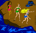 Dibujo Barbie y sus amigas en la playa pintado por eldelfin