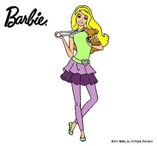 Dibujo Barbie y su mascota pintado por jadilla