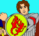 Dibujo Caballero con escudo de león pintado por saco