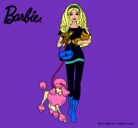 Dibujo Barbie con sus mascotas pintado por black