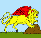 Dibujo León alado pintado por chochi