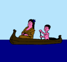 Dibujo Madre e hijo en canoa pintado por serginio99