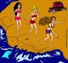 Dibujo Barbie y sus amigas en la playa pintado por guandilaa