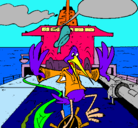 Dibujo Cigüeña en un barco pintado por IAGUS