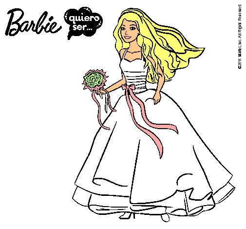 Dibujo Barbie vestida de novia pintado por cielogpe