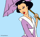 Dibujo Geisha con paraguas pintado por 5555555586
