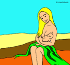 Dibujo Madre con su bebe pintado por lunera