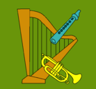 Dibujo Arpa, flauta y trompeta pintado por ADIOS