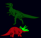Dibujo Triceratops y tiranosaurios rex pintado por miprincesa