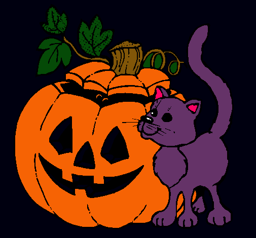 Calabaza y gato