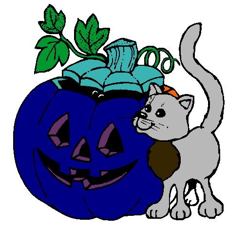 Calabaza y gato