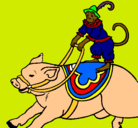 Dibujo Mono y cerdo pintado por santiaggo